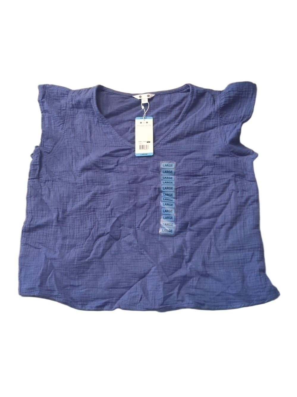 Three dots periwinkle cap sleeve top size large